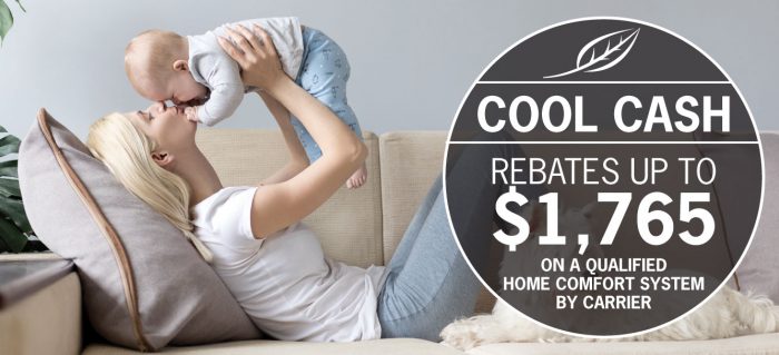 Take advantage of Cool Cash Rebates up to $1,765